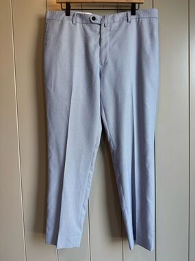 ZARA Mens 36x28 Straight Fit Light Blue Flat Front Trouser Dress Suit Pants